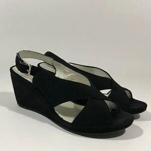 Cesare Gaspari Lightweight Suede Slingback Wedges